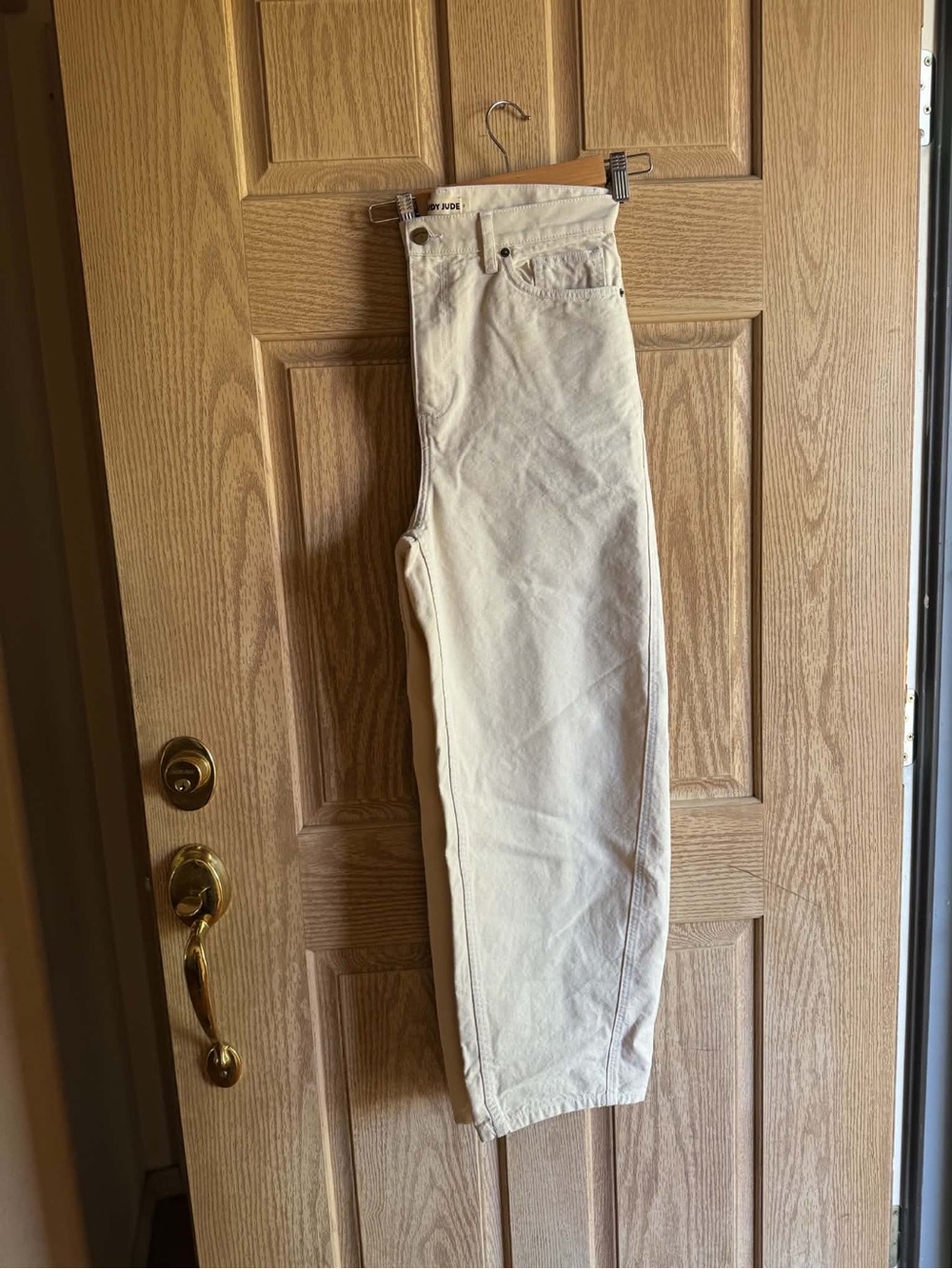 Rudy Jude Cream High-Rise Straight Jeans
